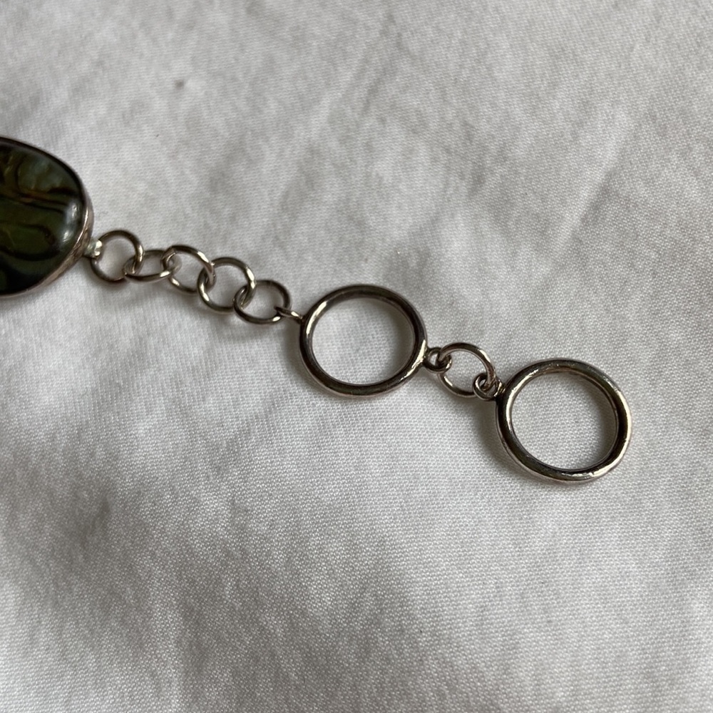 VINTAGE Lucas Lameth Abalone Shell Clasp Bracelet Blue Green sterling silver - Picture 4 of 10